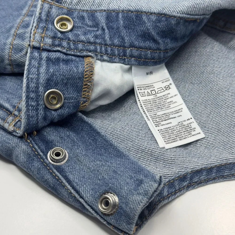 Old Navy Denim Bib Overalls Girls M 8 Distressed Straight Leg Casual